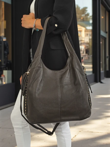 Callista Eleganza women's bag, gray eco-leather, urban shopper