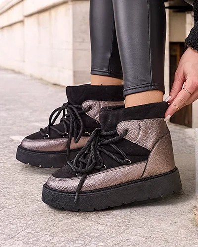 Royalfashion Women's lace-up snow boots Iniuc