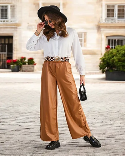 Royalfashion Wide women's eco-leather pants