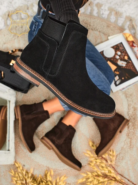 Black Ariston Leather Suede Ankle Boots