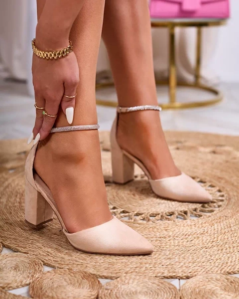 Royalfashion Beige women's pumps with zircons Britica