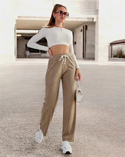 Royalfashion Women's wide ribbed pants PLUS SIZE