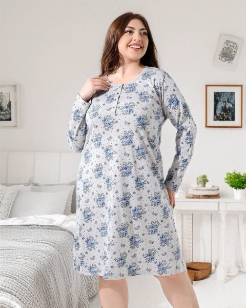 Royalfashion Cotton nightshirt in flowers PLUS SIZE