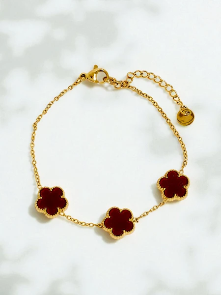 Aurelia Bianca Bracelet with Flowers, Gold-Plated