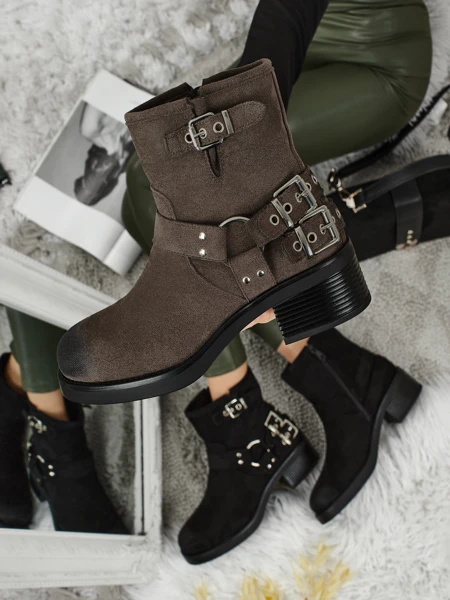 Valtos Women's Eco-Suede Ankle Boots with Buckles