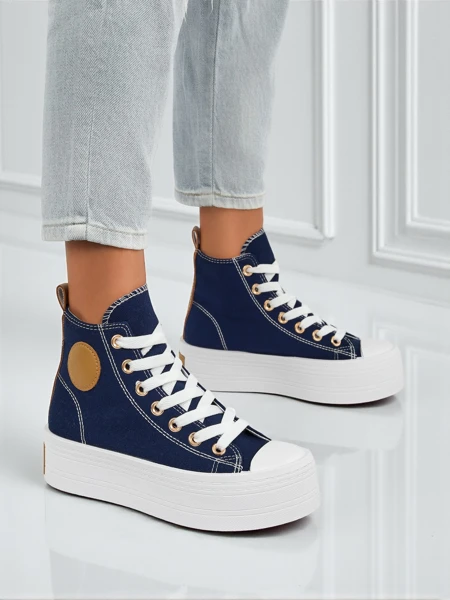 Adelina Capri Navy Blue Women's Sneakers on a Flat 4.5cm Platform