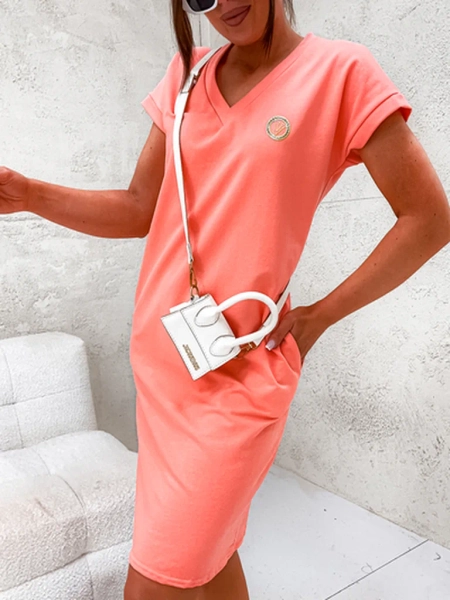 Royalfashion Cotton women's dress with patch