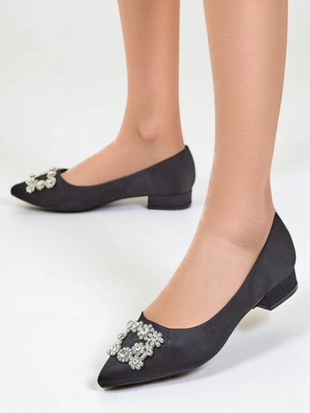 Royalfashion Women's satin-like ballerinas with a buckle Legant