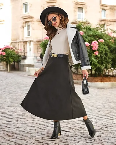 Royalfashion Women's midi skirt a' la suede