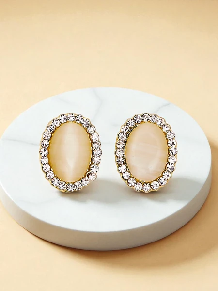 Royalfashion Women's clip-on earrings with crystal and zirconia