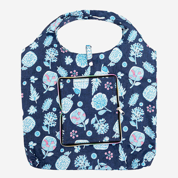 Navy blue floral wallet shopping bag - Accessories