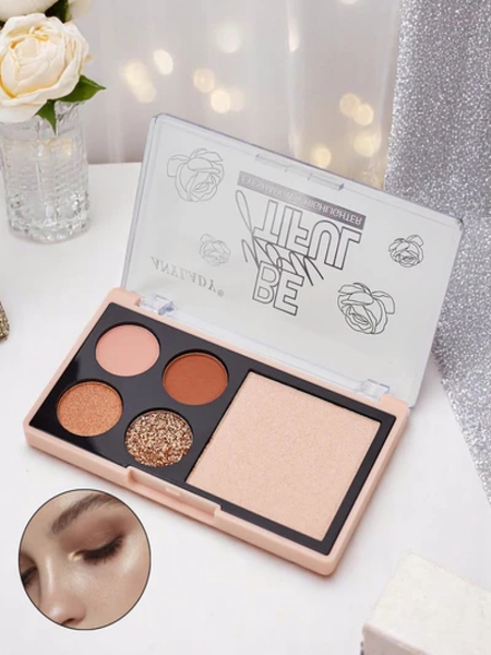 Ruby Glamour Glitter and Highlighter Eyeshadow Palette (4 shades)