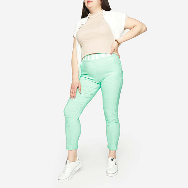 Women's fabric pants with mint inscription - Clothing