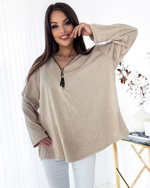 Royalfashion Women's oversize blouse in beige