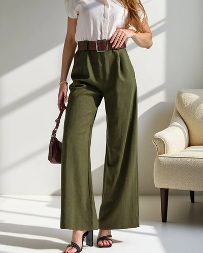 Royalfashion Wide women's pants with a belt