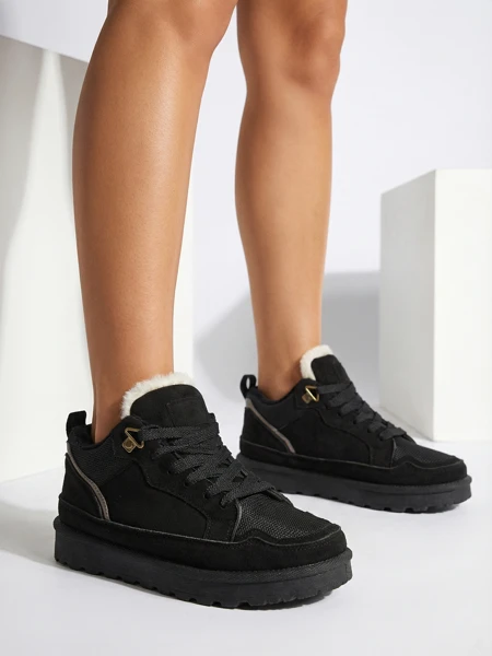 Diana Women's Sneakers Black Suede Comfortable for Winter