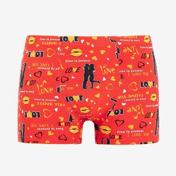 Men's Red Printed Boxer Shorts - Underwear