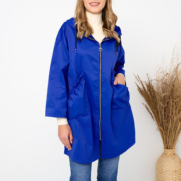 Navy blue women's coat jacket with hood- Clothing