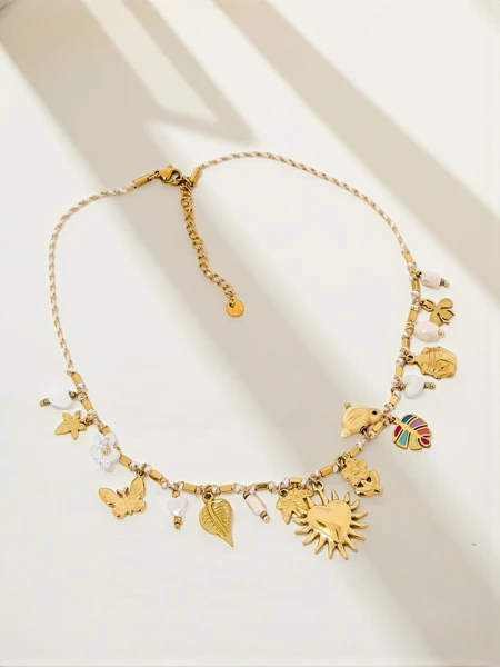 Aurelia Charis Boho Necklace with Gold Pendants