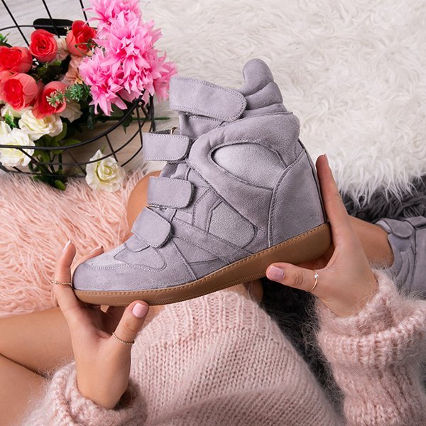 OUTLET Barbra light gray wedge sneakers - Footwear