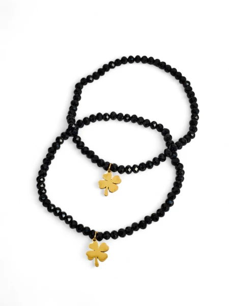 Royalfashion Two Women's Bracelets with Clover Charm